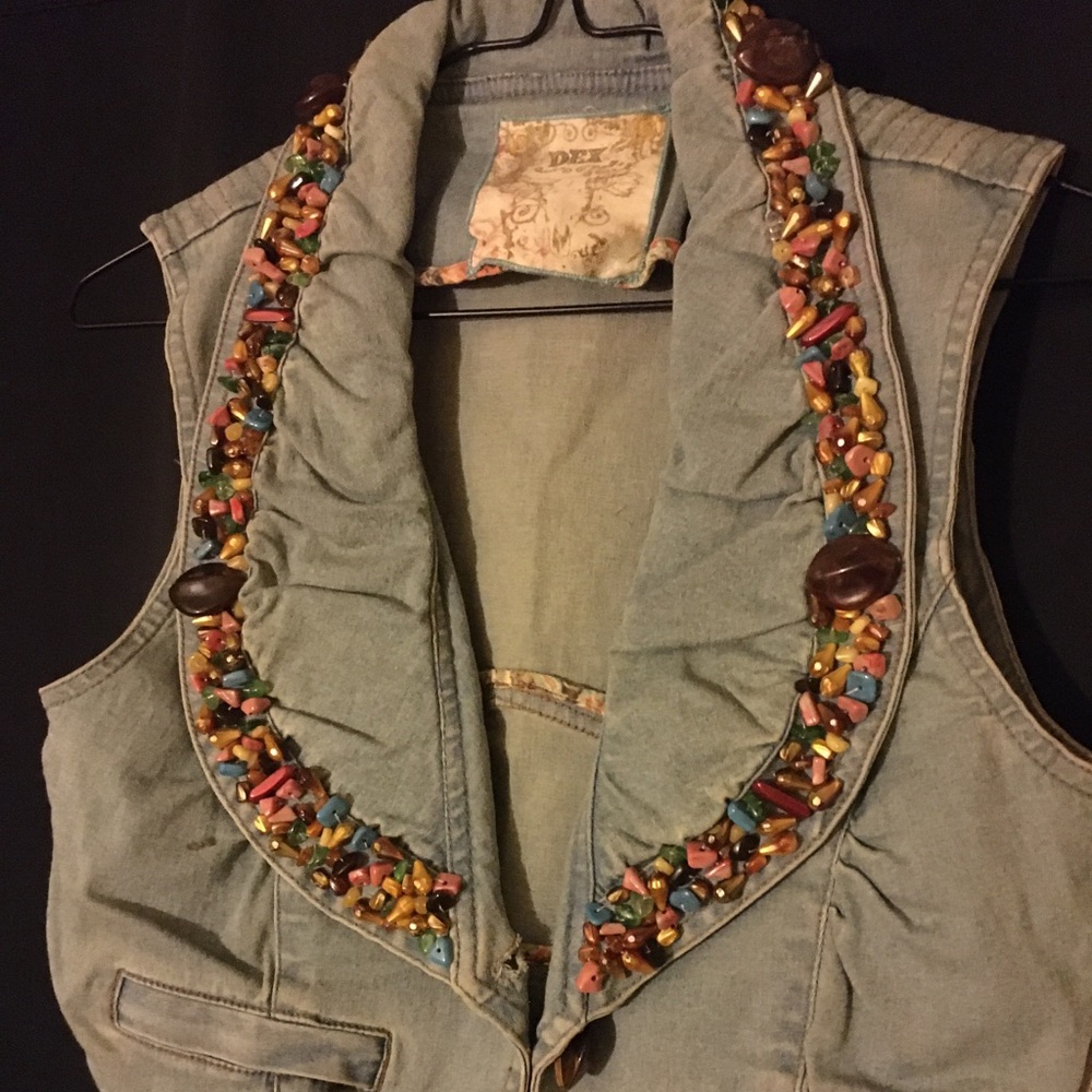 Custom Beaded Dex Denim Vest